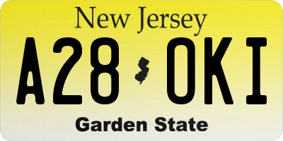 NJ license plate A28OKI
