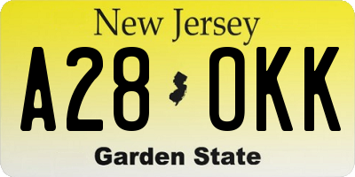 NJ license plate A28OKK