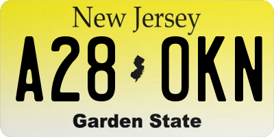 NJ license plate A28OKN