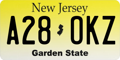 NJ license plate A28OKZ