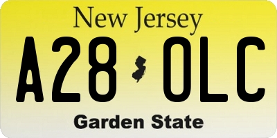 NJ license plate A28OLC