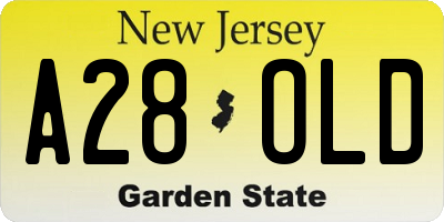 NJ license plate A28OLD