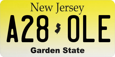 NJ license plate A28OLE