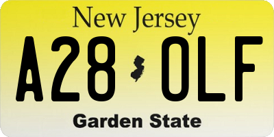 NJ license plate A28OLF