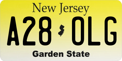 NJ license plate A28OLG