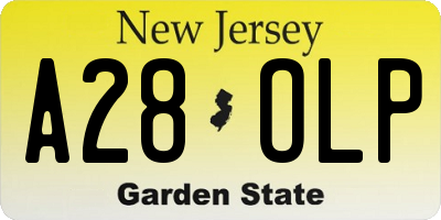 NJ license plate A28OLP