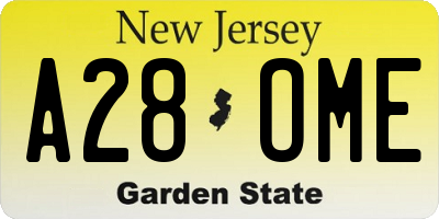 NJ license plate A28OME