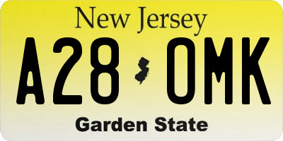 NJ license plate A28OMK