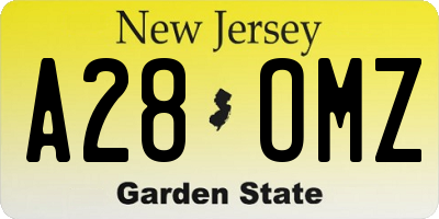 NJ license plate A28OMZ