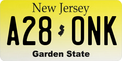 NJ license plate A28ONK