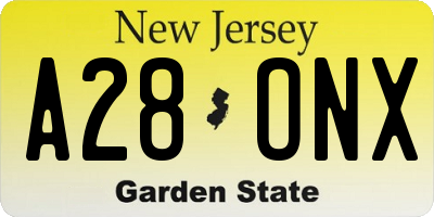 NJ license plate A28ONX