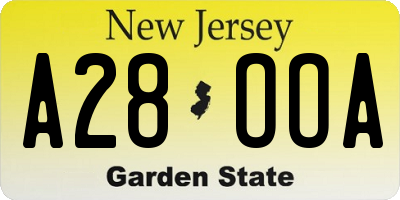 NJ license plate A28OOA