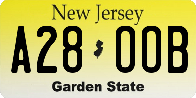 NJ license plate A28OOB