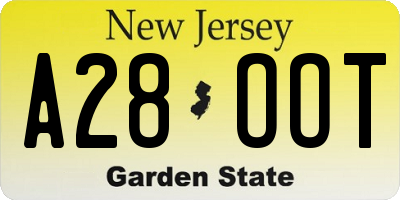 NJ license plate A28OOT