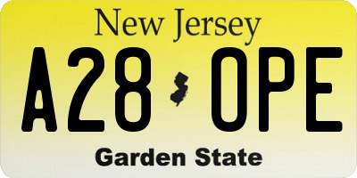 NJ license plate A28OPE