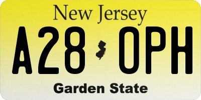 NJ license plate A28OPH