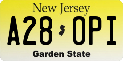 NJ license plate A28OPI