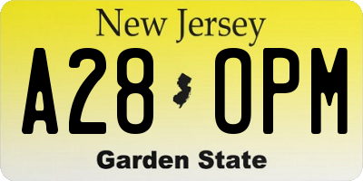 NJ license plate A28OPM