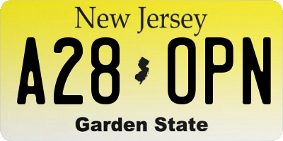 NJ license plate A28OPN