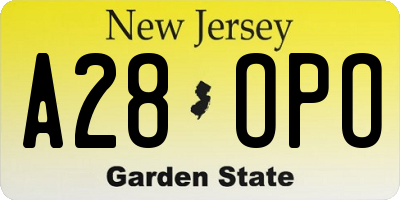 NJ license plate A28OPO
