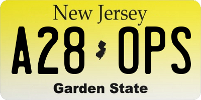 NJ license plate A28OPS