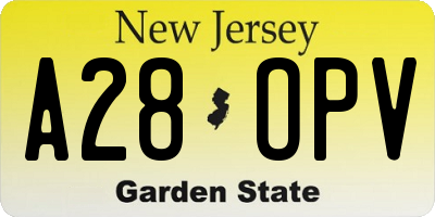 NJ license plate A28OPV