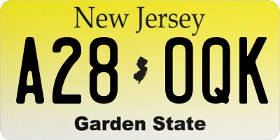 NJ license plate A28OQK