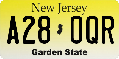 NJ license plate A28OQR