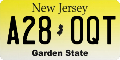 NJ license plate A28OQT