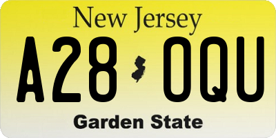 NJ license plate A28OQU