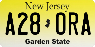 NJ license plate A28ORA