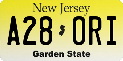 NJ license plate A28ORI
