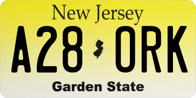 NJ license plate A28ORK