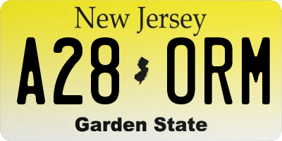 NJ license plate A28ORM