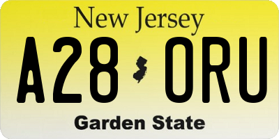 NJ license plate A28ORU