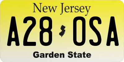 NJ license plate A28OSA