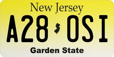 NJ license plate A28OSI