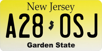NJ license plate A28OSJ