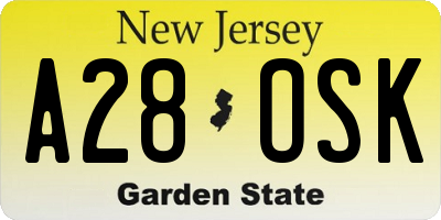 NJ license plate A28OSK
