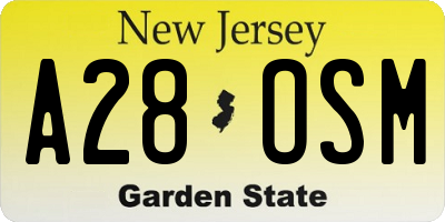 NJ license plate A28OSM
