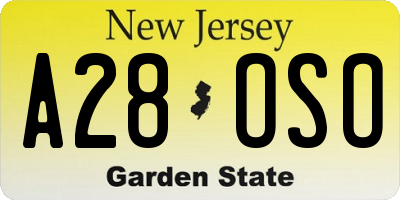 NJ license plate A28OSO