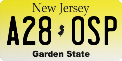 NJ license plate A28OSP