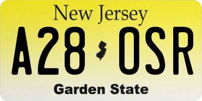 NJ license plate A28OSR