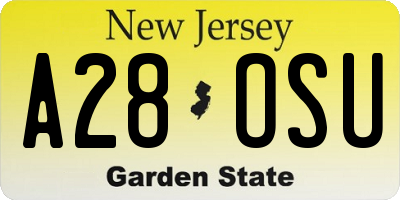 NJ license plate A28OSU