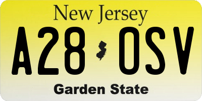 NJ license plate A28OSV