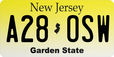NJ license plate A28OSW
