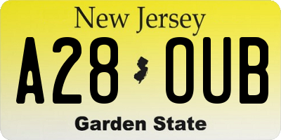 NJ license plate A28OUB