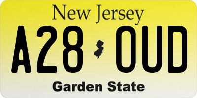 NJ license plate A28OUD