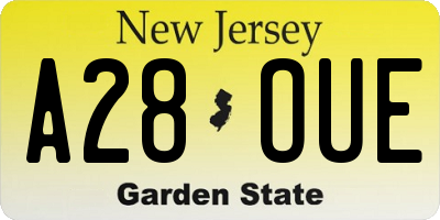 NJ license plate A28OUE