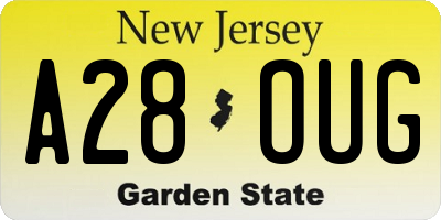 NJ license plate A28OUG